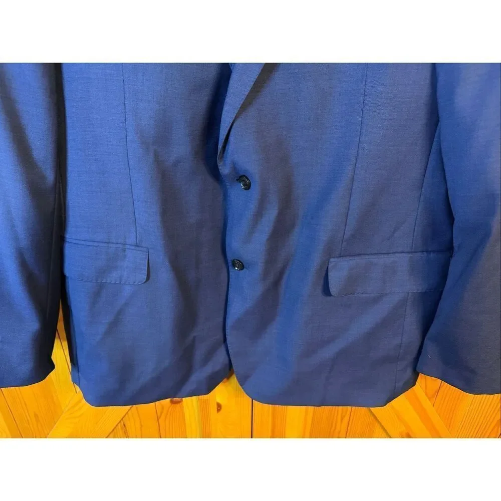 Tommy Hilfiger Navy Blue Suit Jacket Size 48L Wool Blend (6651)